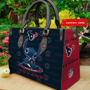 Houston Texans Stitch Women Custom Name Leather Hand Bag