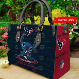 Houston Texans Stitch Women Custom Name Leather Hand Bag