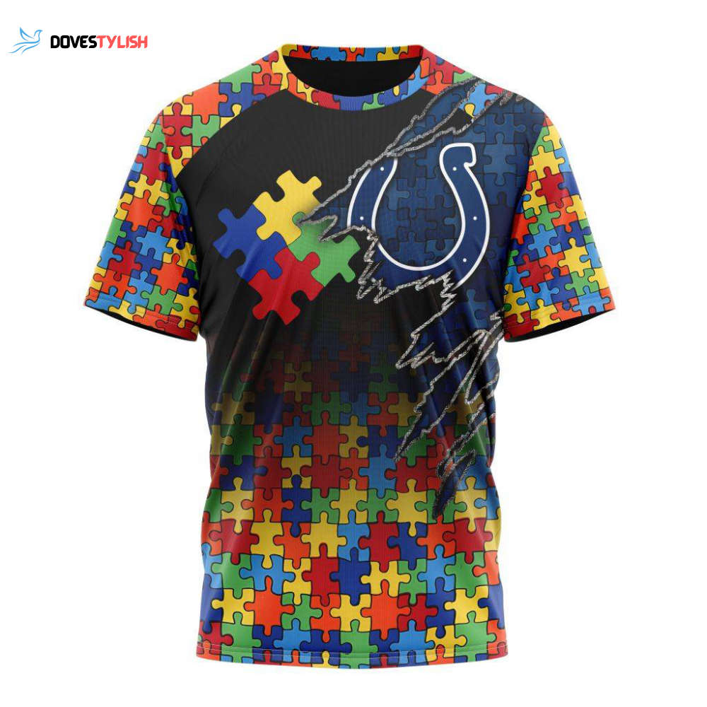 Indianapolis Colts Autism Awareness Design Unisex T-Shirt For Fans Gifts 2024 Indianapolis Colts Autism Awareness Design Unisex T-Shirt For Fans Gifts 2024
