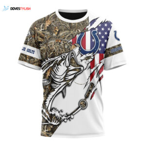 Indianapolis Colts Fishing With Flag Of The United States Unisex T-Shirt For Fans Gifts 2025