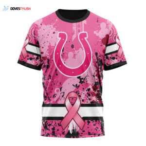 Indianapolis Colts I Pink I Can! In October We Wear Pink Breast Cancer Unisex T-Shirt For Fans Gifts 2024
