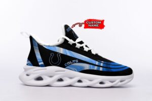 Indianapolis Colts Logo Color Stripe Pattern Custom Name 3D Max Soul Sneaker Shoes   For Men And Women