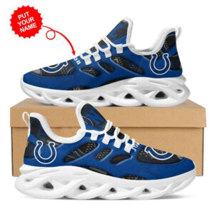 Indianapolis Colts Logo Pattern In Blue Custom Name 3D Max Soul Sneaker Shoes   For Men Women