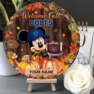 Indianapolis Colts Mickey Round Wooden Sign - Home Decor Gift 3