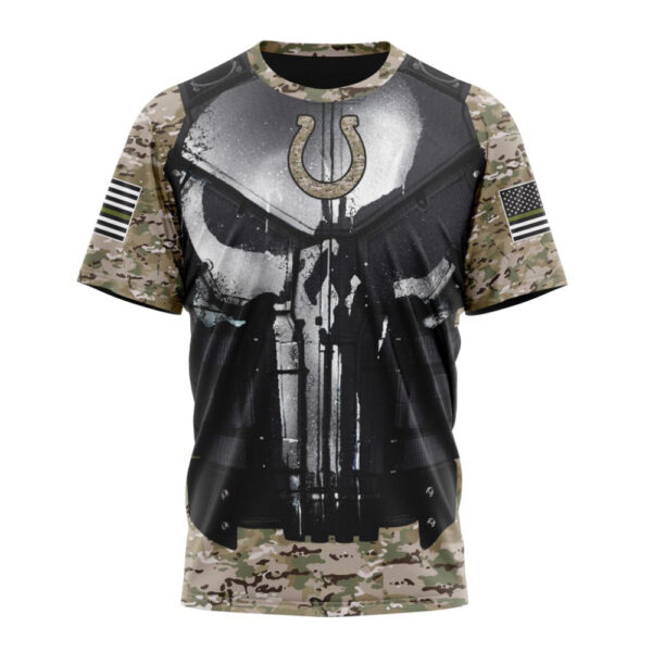 Indianapolis Colts Punisher Skull Camo Veteran Kits Unisex T-Shirt For Fans Gifts 2025