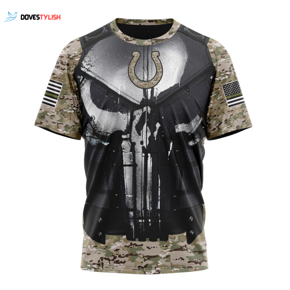 Indianapolis Colts Punisher Skull Camo Veteran Kits Unisex T-Shirt For Fans Gifts 2025 Indianapolis Colts Punisher Skull Camo Veteran Kits Unisex T-Shirt For Fans Gifts 2025