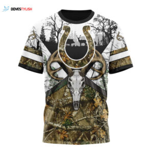 Indianapolis Colts With Deer Skull And Forest Pattern For Go Hunting Unisex T-Shirt For Fans Gifts 2024