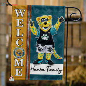 Jacksonville Jaguars Football Flag, Jaxson de Ville Mascot Personalized Football Fan Welcome Flags, Custom Family Name NFL Decor - House Garden Decor Gift