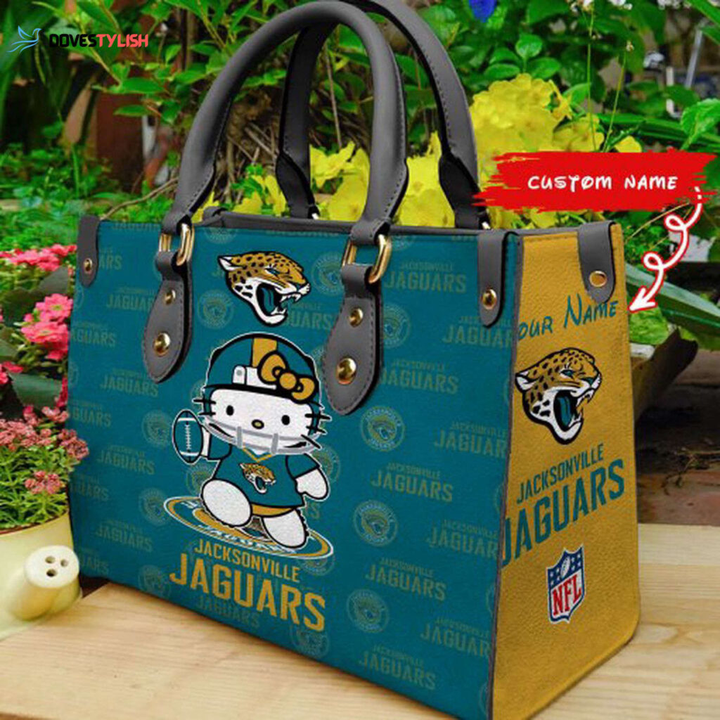 Jacksonville Jaguars Kitty Women Custom Name Leather Hand Bag Jacksonville Jaguars Kitty Women Custom Name Leather Hand Bag