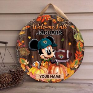 Jacksonville Jaguars Mickey Round Wooden Sign – Home Decor Gift