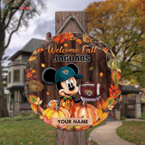 Jacksonville Jaguars Mickey Round Wooden Sign - Home Decor Gift