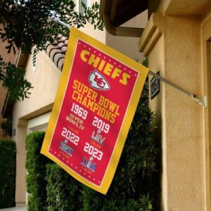 Kansas City Chiefs 4 Time Super Bowl Champions Flag, NFL Flag - House Garden Decor Gift 3