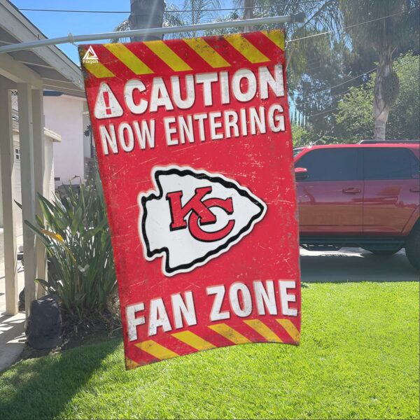 Kansas City Chiefs Fan Zone Flag, NFL Welcome Sport Flag – House Garden Decor Gift