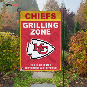 Kansas City Chiefs Grilling Zone Flag, Chiefs Football Fans BBQ Flag - House Garden Decor Gift