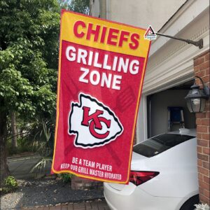 Kansas City Chiefs Grilling Zone Flag, Chiefs Football Fans BBQ Flag – House Garden Decor Gift