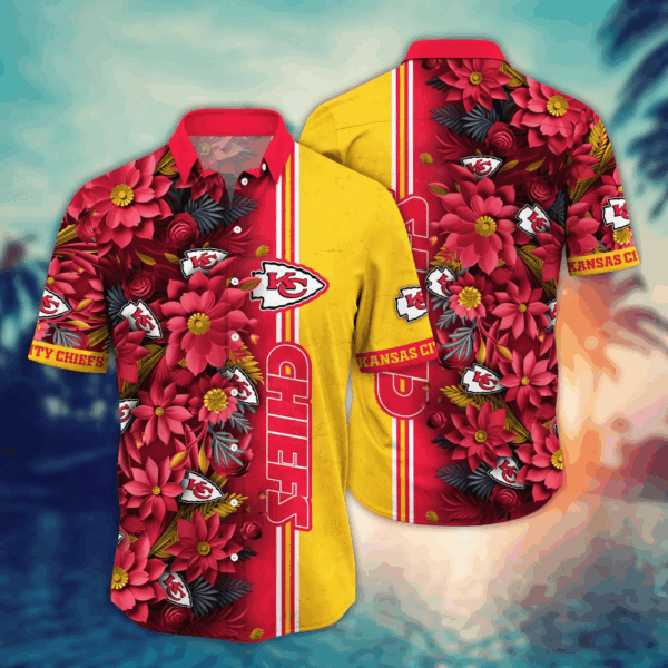 Kansas City Chiefs NFL Flower Hawaii Shirt   For Fans, Custom Summer Football Shirts