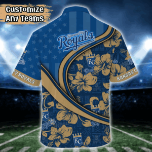 Kansas City Royals MLB US Flag Flower Hawaii Shirt   For Fans, Custom Summer Football Shirts