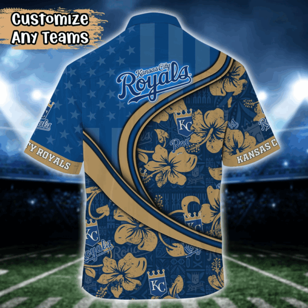 Kansas City Royals MLB US Flag Flower Hawaii Shirt   For Fans, Custom Summer Football Shirts