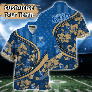 Kansas City Royals MLB US Flag Flower Hawaii Shirt   For Fans, Custom Summer Football Shirts