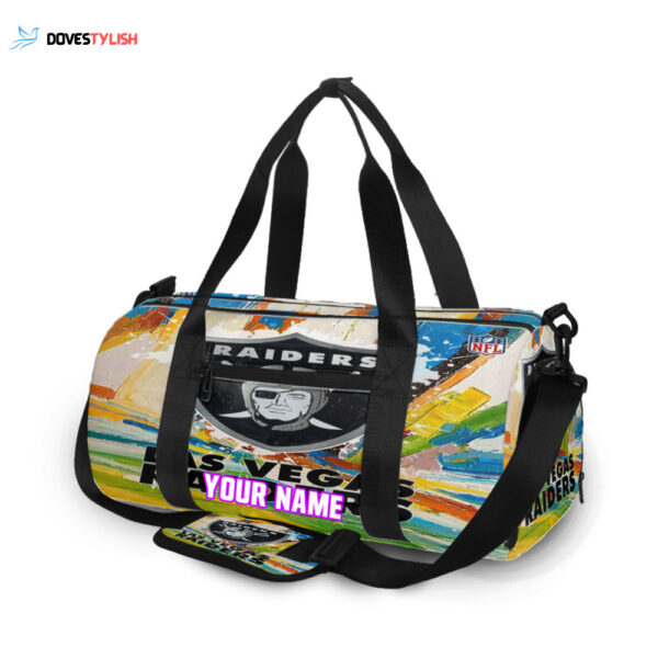 Las Vegas Raiders Art Colorful Personalized Name Travel Bag Gym Bag