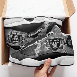 Personalized Las Vegas Raiders Air Jordan 13 Sneakers - Custom Name BG133