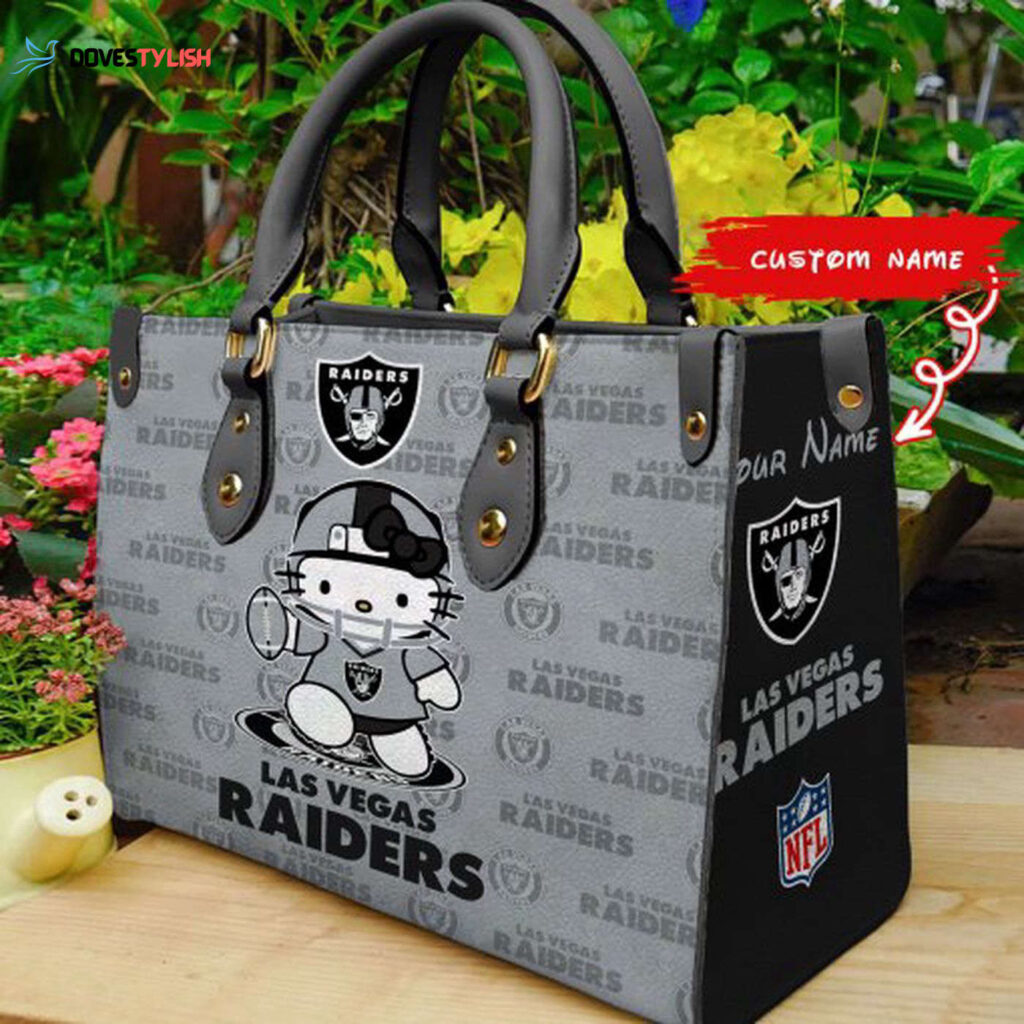 Las Vegas Raiders Kitty Women Custom Name Leather Hand Bag Las Vegas Raiders Kitty Women Custom Name Leather Hand Bag
