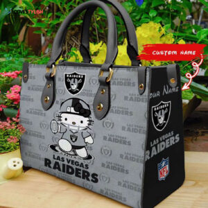 Las Vegas Raiders Kitty Women Custom Name Leather Hand Bag