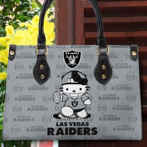 Las Vegas Raiders Kitty Women Custom Name Leather Hand Bag 3