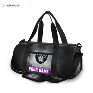 Las Vegas Raiders Logo Art Unisex Gift Tee 2025Personalized Name Travel Bag Gym Bag