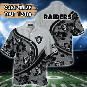 Las Vegas Raiders NFL US Flag Flower Hawaii Shirt  For Fans, Custom Summer Football Shirts