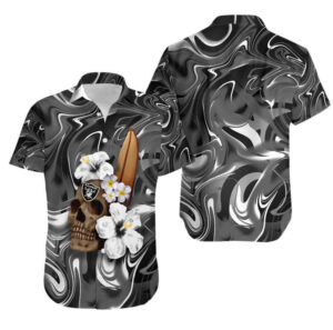 Las Vegas Raiders Skull and Hibiscus Flower Gift For Fan Hawaii