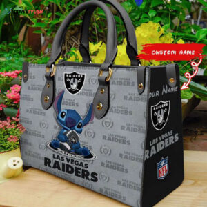 Las Vegas Raiders Stitch Women Custom Name Leather Hand Bag