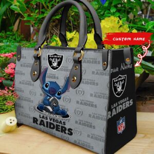 Las Vegas Raiders Stitch Women Custom Name Leather Hand Bag