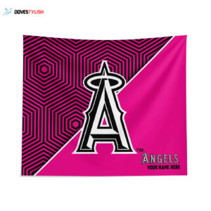 Custom Los Angeles Angels Pink Implosion Tapestry - Personalized Decor