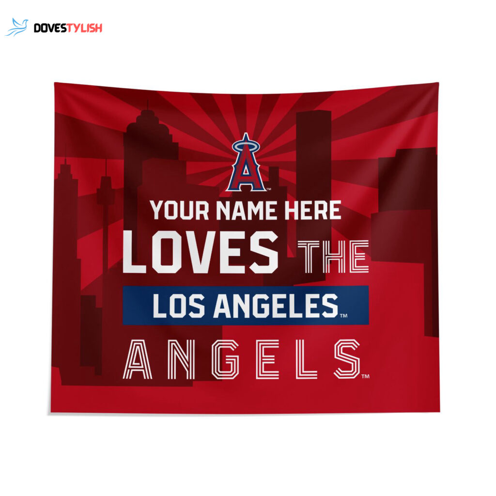 Custom Los Angeles Angels Skyline Tapestry – Personalized Decor