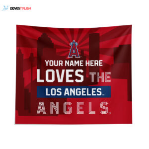 Custom Los Angeles Angels Skyline Tapestry - Personalized Decor