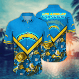 Los Angeles Chargers NFL Flower Hawaii Shirt   For Fans, Custom Summer Football Shirts