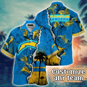 Los Angeles Chargers NFL Flower Hawaii Shirt   For Fans, Custom Summer Football Shirts