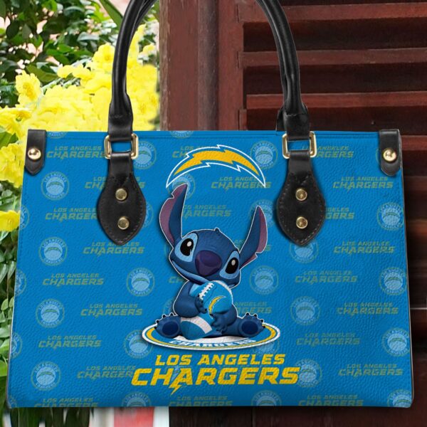 Los Angeles Chargers Stitch Women Custom Name Leather Hand Bag