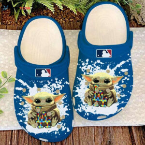 Los Angeles Dodgers Baby Yoda Pattern Clogs Shoes Classic Clogs Shoes In Blue