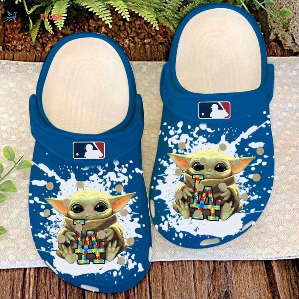 Los Angeles Dodgers Baby Yoda Pattern Clogs Shoes Classic Clogs Shoes In Blue