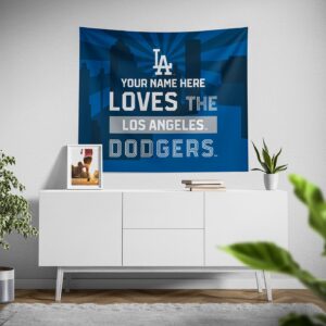 Custom Los Angeles Dodgers Skyline Tapestry – Personalized Wall Decor