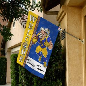 Los Angeles Rams Football Flag, Rampage Mascot Personalized Football Fan Welcome Flags, Custom Family Name NFL Decor – House Garden Decor Gift