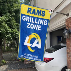 Los Angeles Rams Grilling Zone Flag, Rams Football Fans BBQ Flag – House Garden Decor Gift