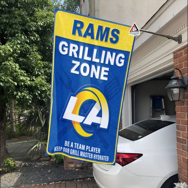 Los Angeles Rams Grilling Zone Flag, Rams Football Fans BBQ Flag – House Garden Decor Gift
