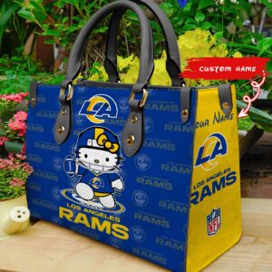 Los Angeles Rams Kitty Women Custom Name Leather Hand Bag