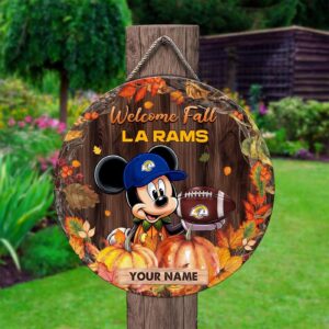 Los Angeles Rams Mickey Round Wooden Sign – Home Decor Gift