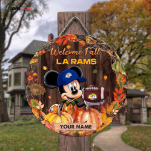Los Angeles Rams Mickey Round Wooden Sign - Home Decor Gift