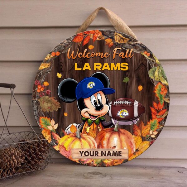 Los Angeles Rams Mickey Round Wooden Sign – Home Decor Gift