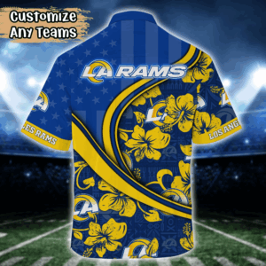 Los Angeles Rams NFL US Flag Flower Hawaii Shirt  For Fans, Custom Summer Football Shirts